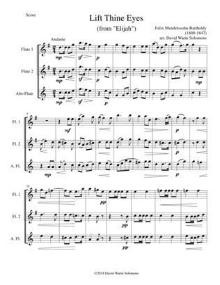 Lift thine eyes (from Elijah) for 2 flutes and alto flute