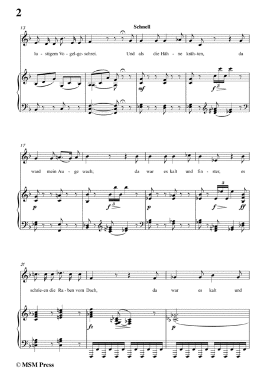 Schubert-Frühlingstraum,from 'Winterreise',Op.89(D.911) No.11,in F Major,for Voice&Piano Voice scores gallery preview page 4