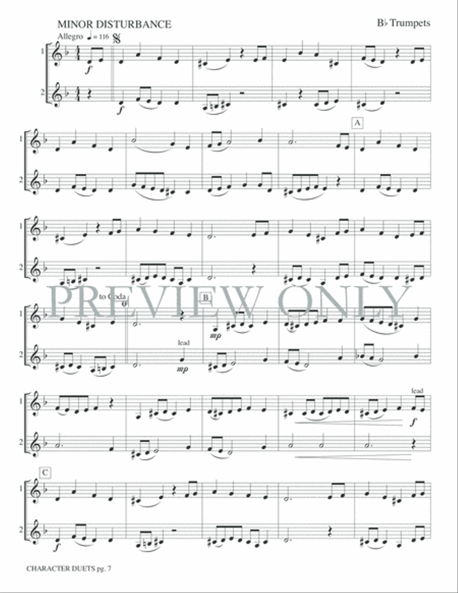 Just for Two -- Character Duets Trumpet Duet scores gallery preview page 9