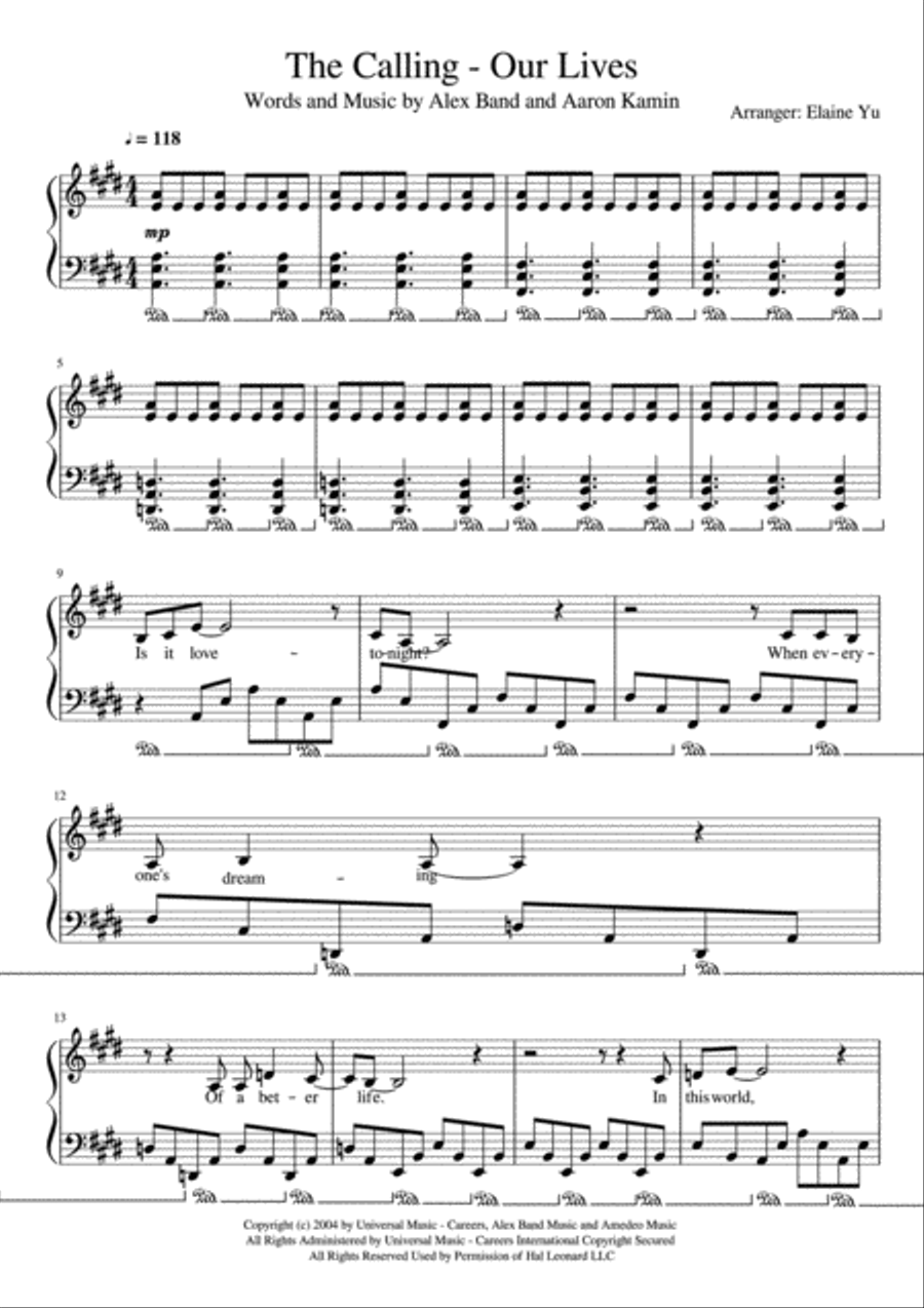 Our Lives Our Lives Voice scores gallery preview page 1