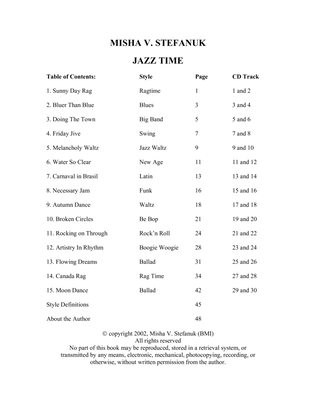 Book cover for Jazz Time, 15 Pieces for Piano, easy-intermediate to advanced