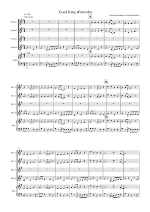 Good King Wenceslas (Jazzy Style!) for Violin Quartet