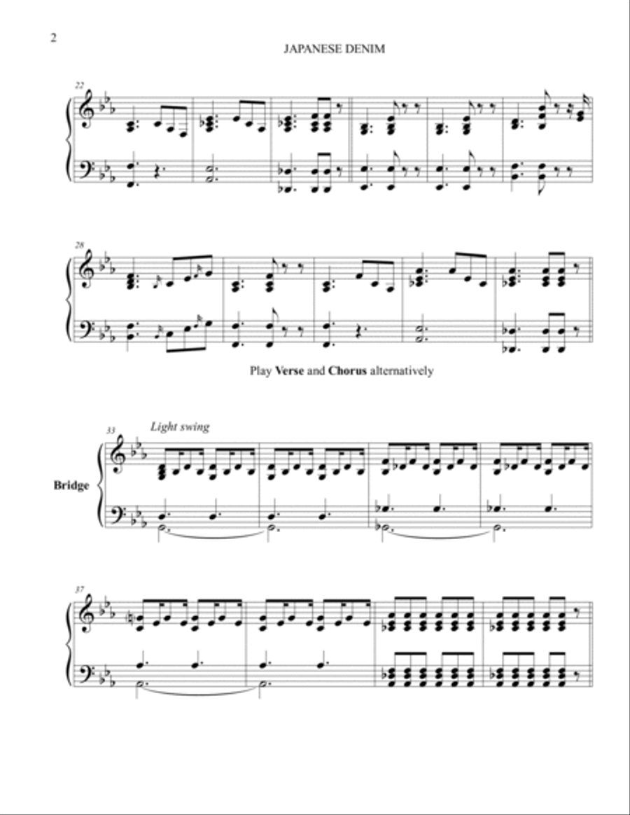 Japanese Denim Piano Solo scores gallery preview page 2