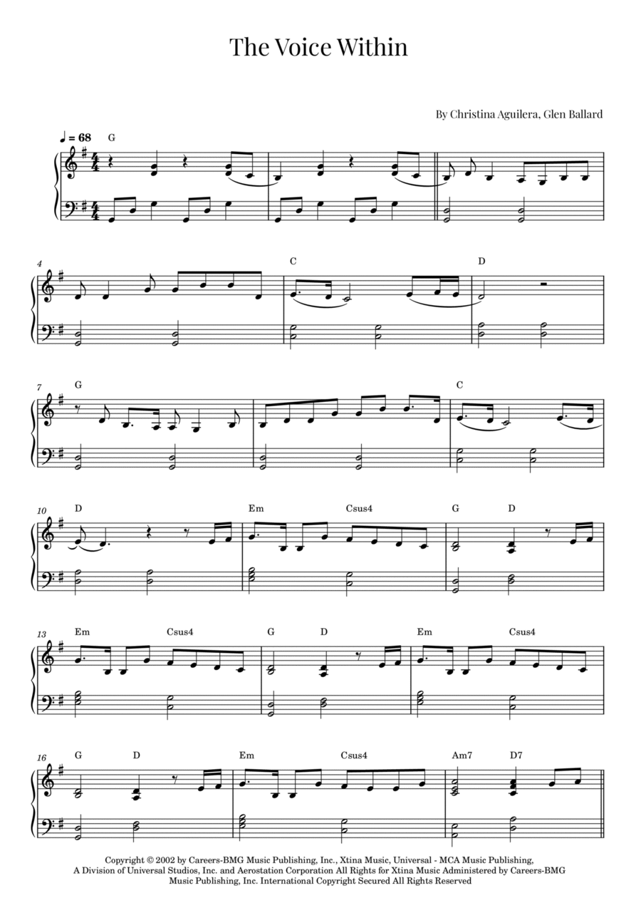 The Voice Within Voice scores gallery preview page 1