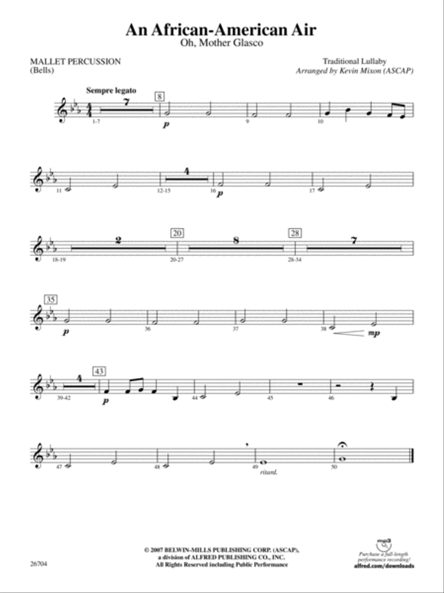 An African-American Air: Mallets Concert Band scores gallery preview page 1
