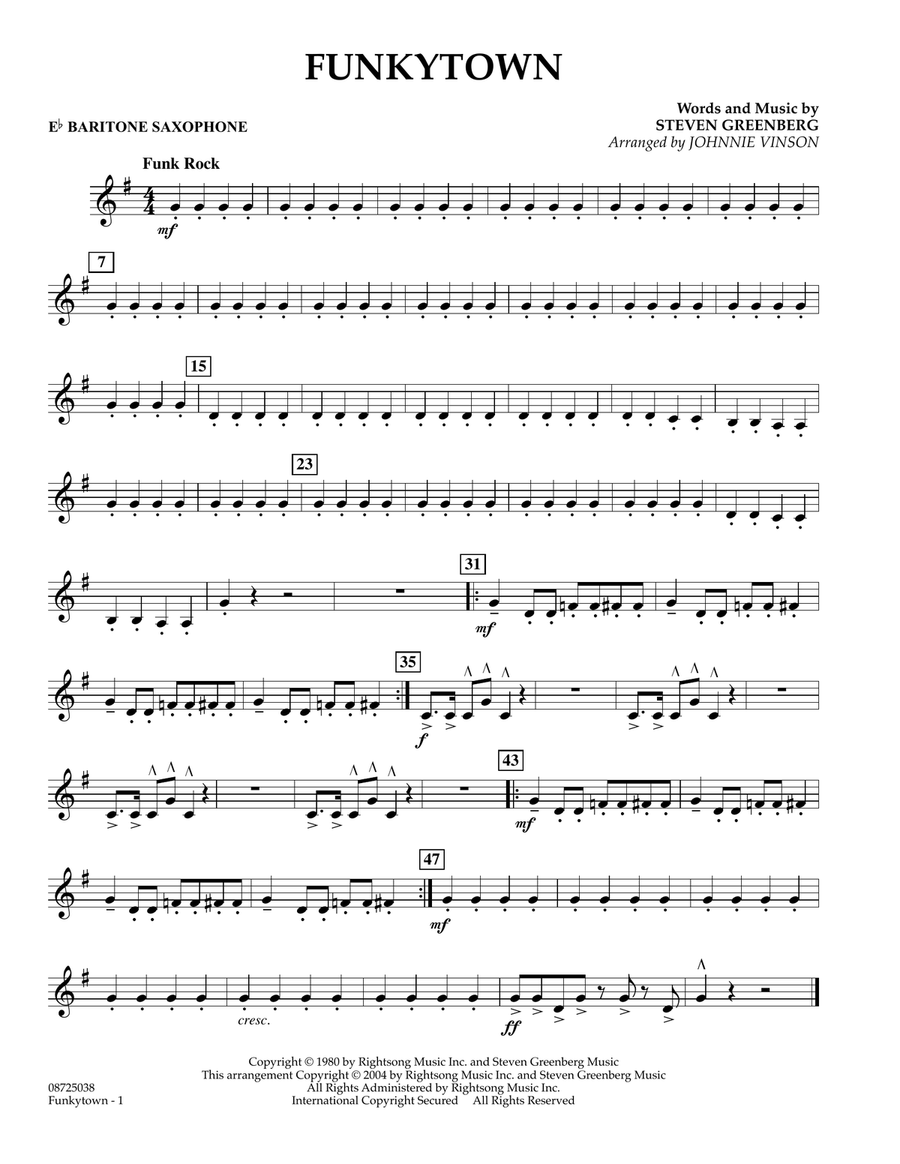 Funkytown - Eb Baritone Saxophone