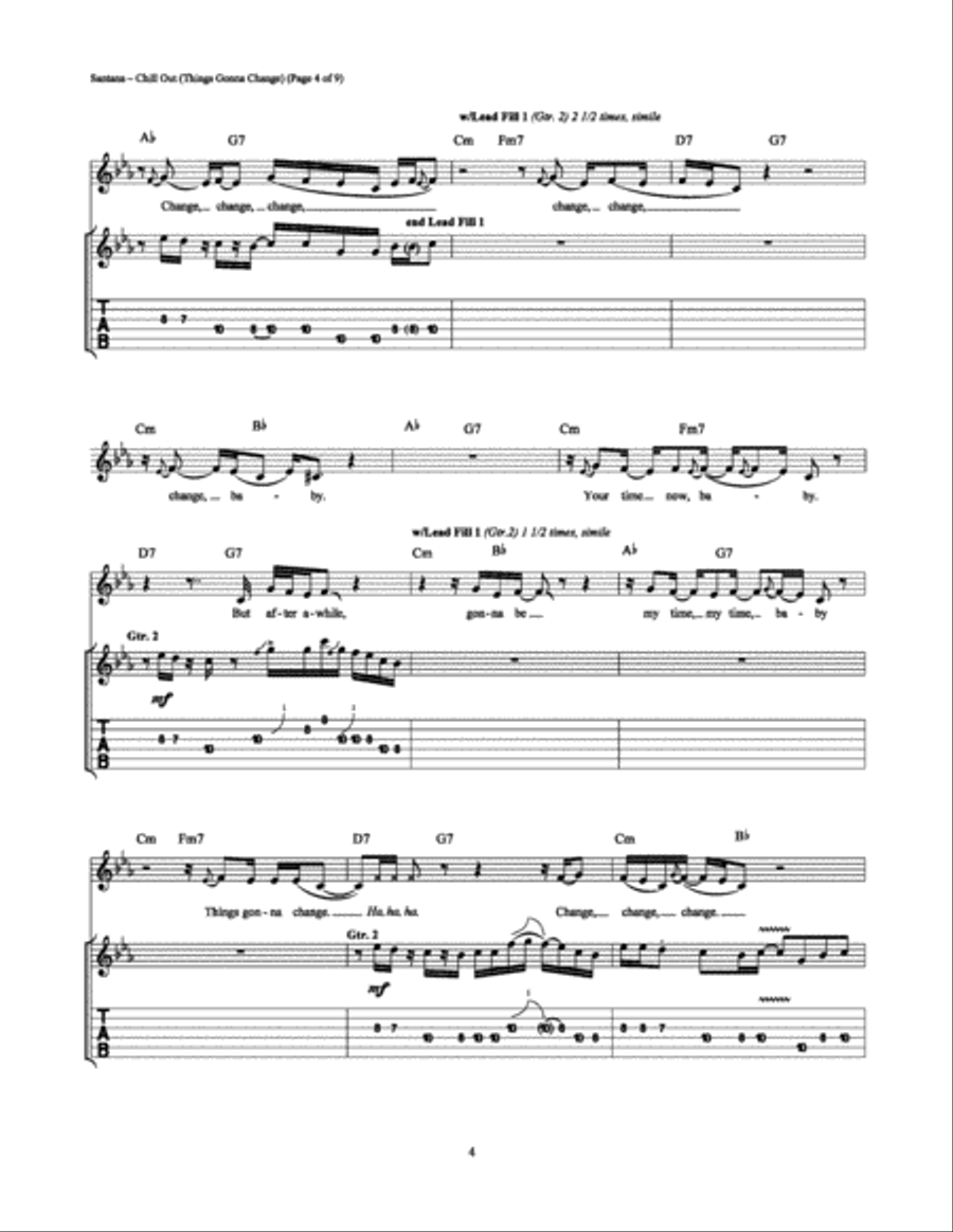 Chill Out (Things Gonna Change) Electric Guitar scores gallery preview page 4