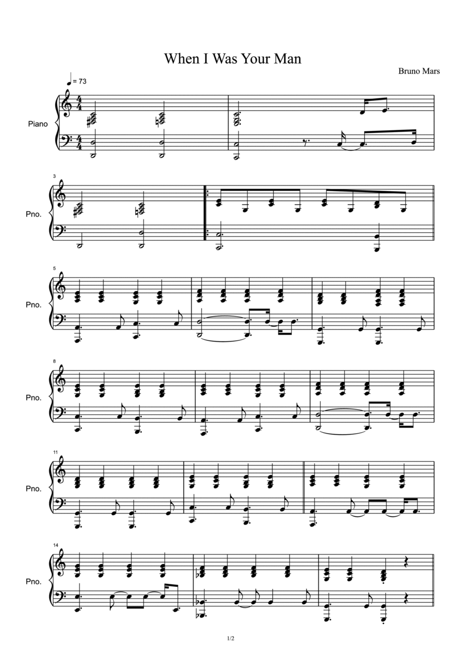 When I Was Your Man Piano Solo scores gallery preview page 1