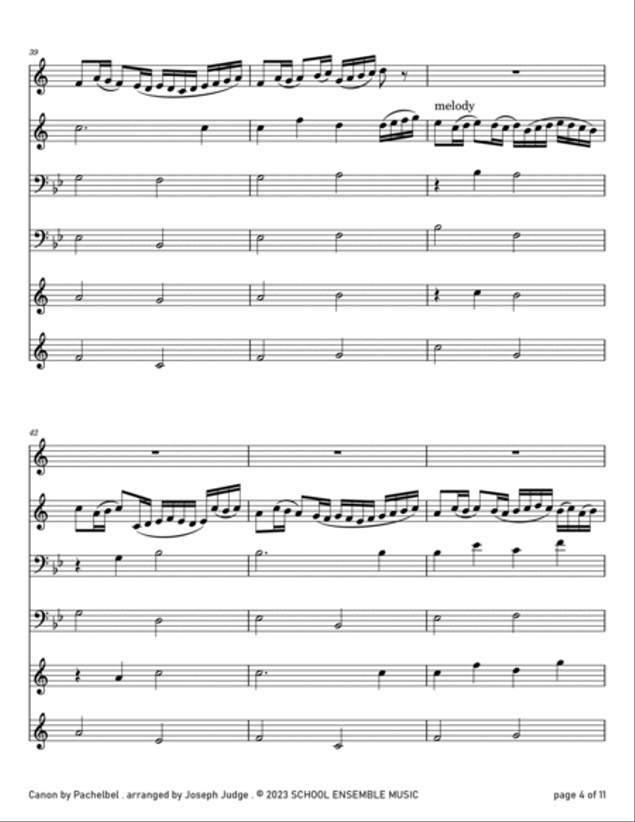 Canon by Pachelbel for Brass Quartet in Schools Brass Quartet scores gallery preview page 4