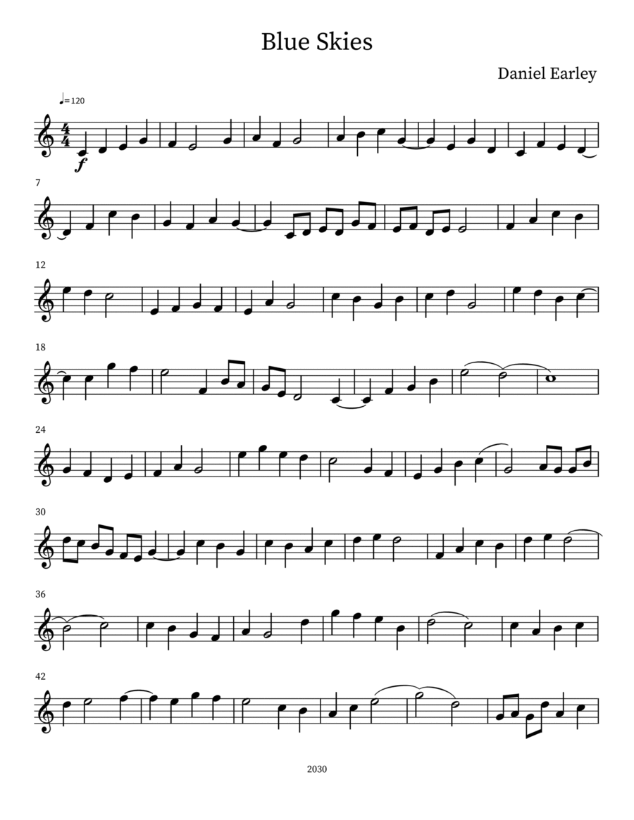 Blue Skies Blue Skies Harp scores gallery preview page 1