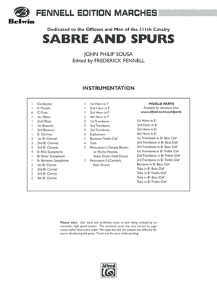 Sabre and Spurs (March of the American Cavalry): Score