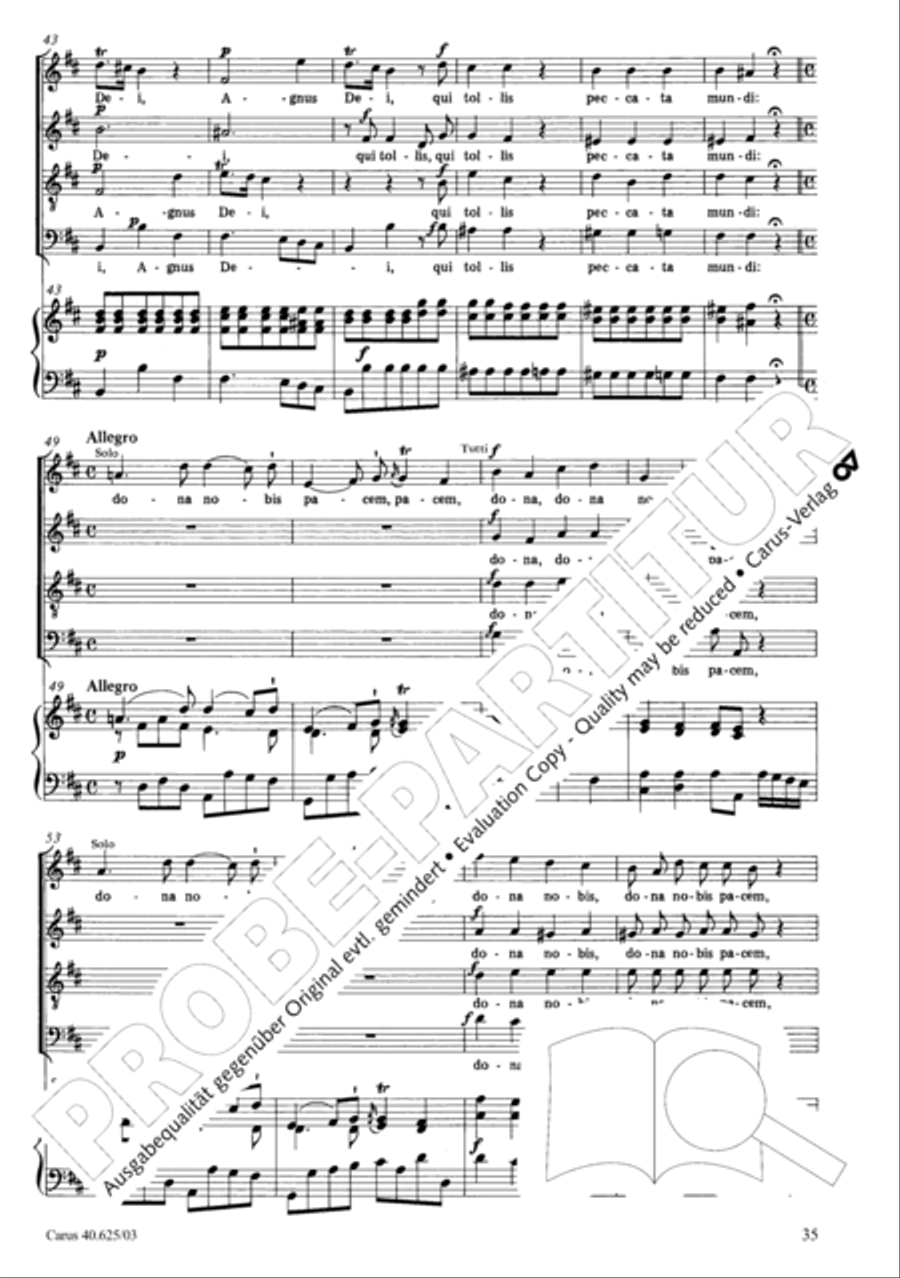 Missa brevis in D Major, K. 194 4-Part scores gallery preview page 36