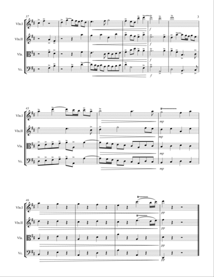 Handel – Glory to God in the Highest from Messiah (for String Quartet) String Quartet scores gallery preview page 4