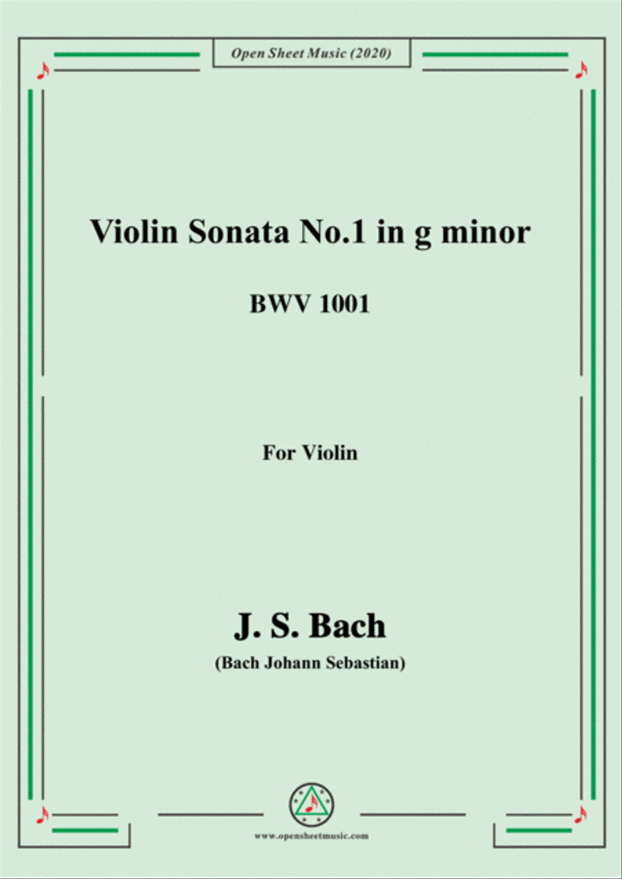 Bach,J.S.-Violin Sonata No.1,in g minor,BWV 1001,for Violin Violin Solo scores gallery preview page 1