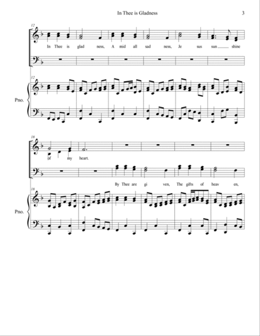 In Thee is Gladness 4-Part scores gallery preview page 3