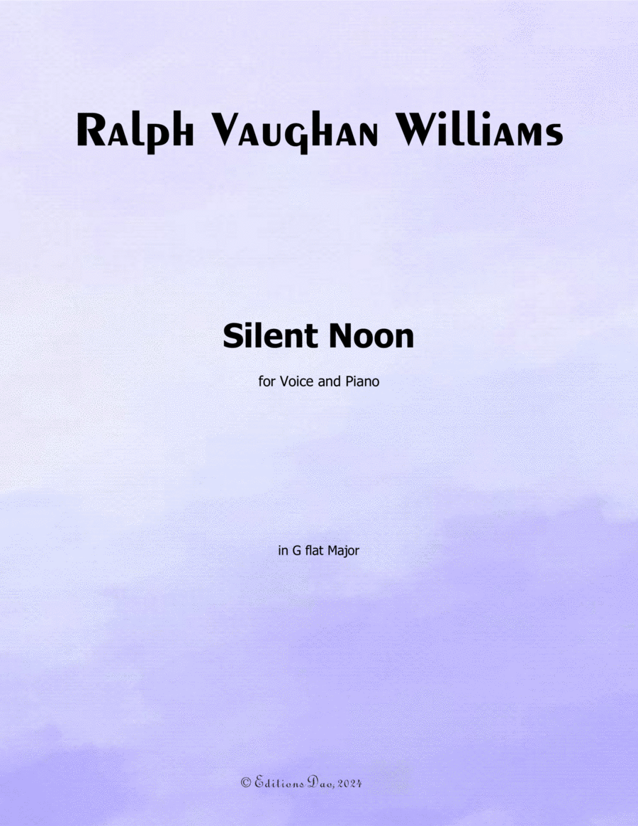 Silent Noon, by Vaughan Williams, in G flat Major Voice scores gallery preview page 1