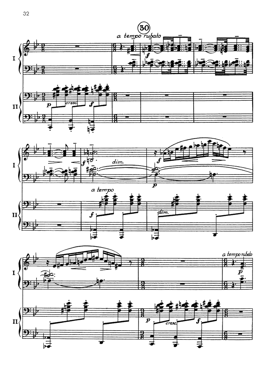 Symphonic Dances, Opus 45 - II. Andante con moto - Piano Duo (2 Pianos, 4 Hands) Piano Duet scores gallery preview page 2