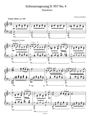 Schubert - Schwanengesang D. 957 No. 4 - For Piano Solo - Ständchen,Original