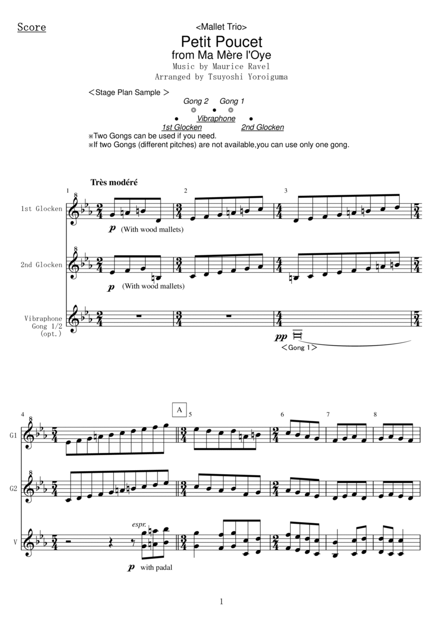 <Mallet Trio> Petit Poucet from Ma Mère l'Oye Percussion Ensemble scores gallery preview page 1