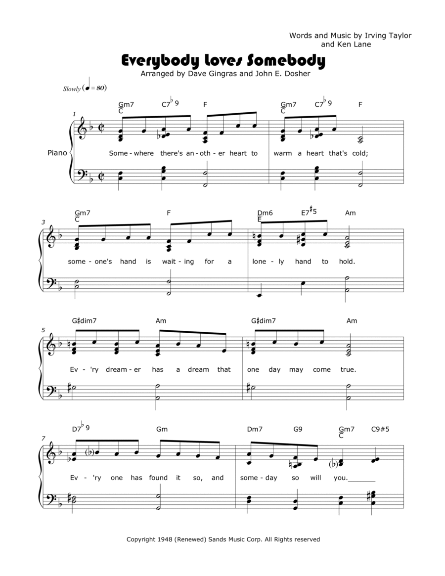 Everybody Loves Somebody Voice scores gallery preview page 1