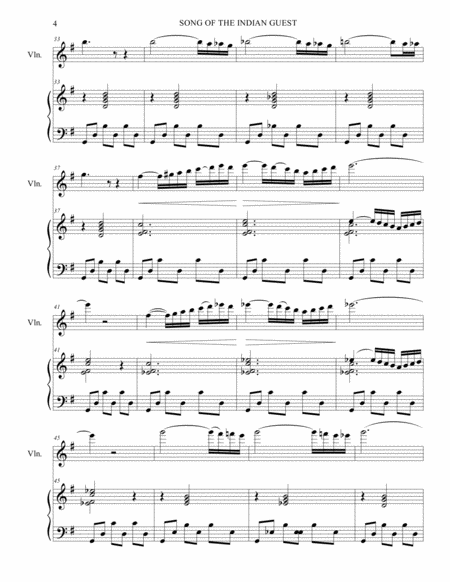 SONG OF THE INDIAN GUEST - Korsakov - Arr. for Violin (or any instr. in C) and Piano image number null