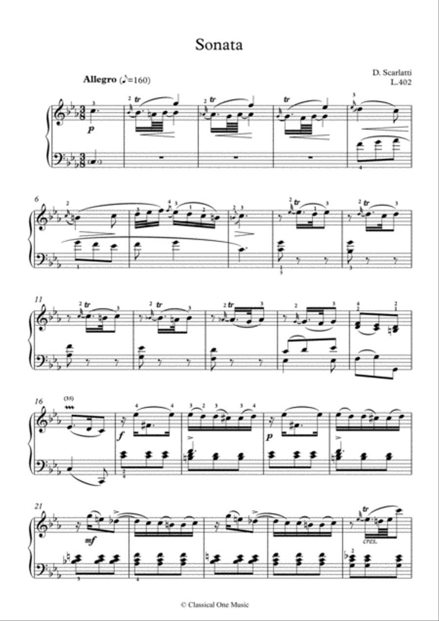 Scarlatti-Sonata in c-minor L.402 K.126(piano) Piano Solo scores gallery preview page 2
