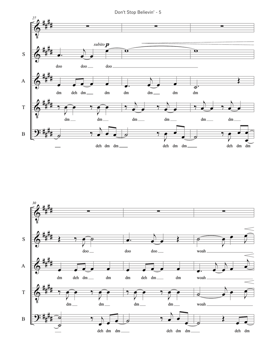Don't Stop Believin' Don't Stop Believin' 4-Part scores gallery preview page 5