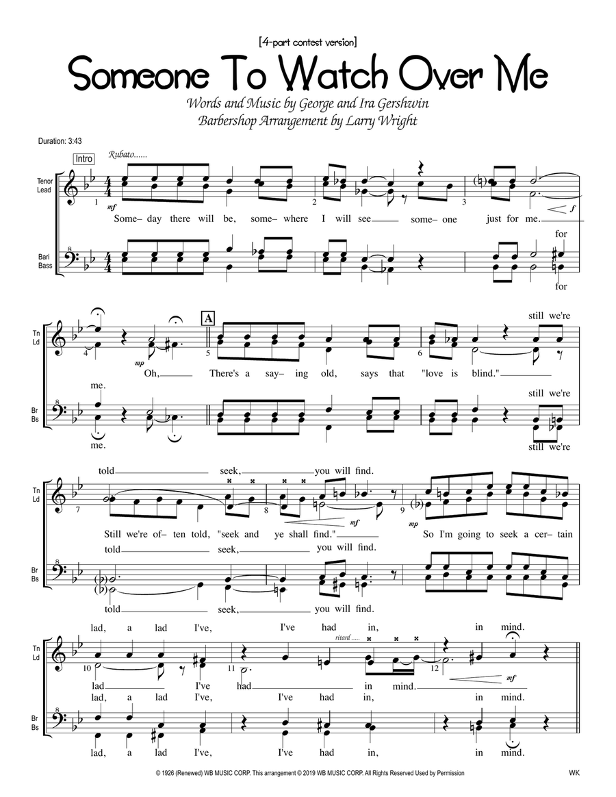 Someone To Watch Over Me Someone To Watch Over Me SSAA scores gallery preview page 1
