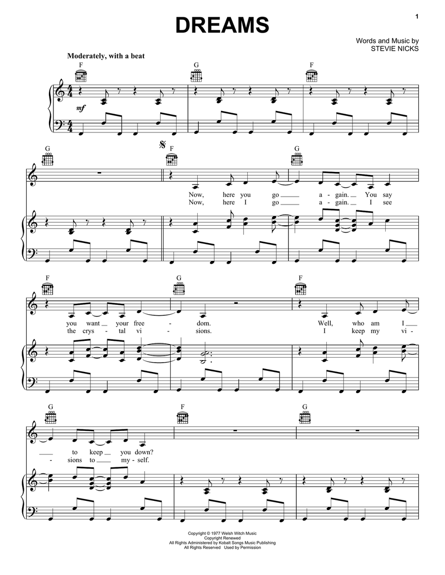 Dreams Acoustic Guitar scores gallery preview page 1