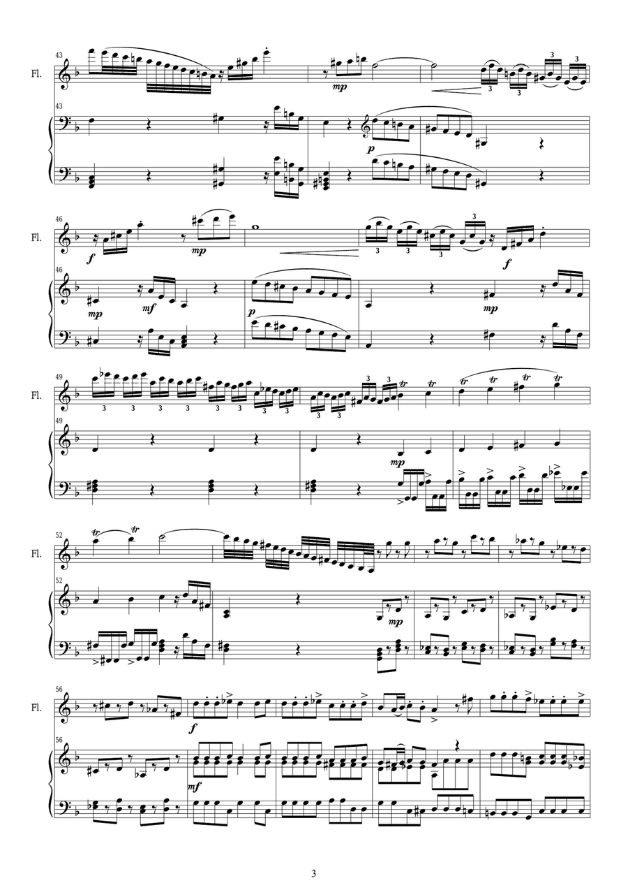 Vivaldi - Concerto in F major 'Autumn' RV 293 Op.8 No.3 Flute and Piano Flute Solo scores gallery preview page 3