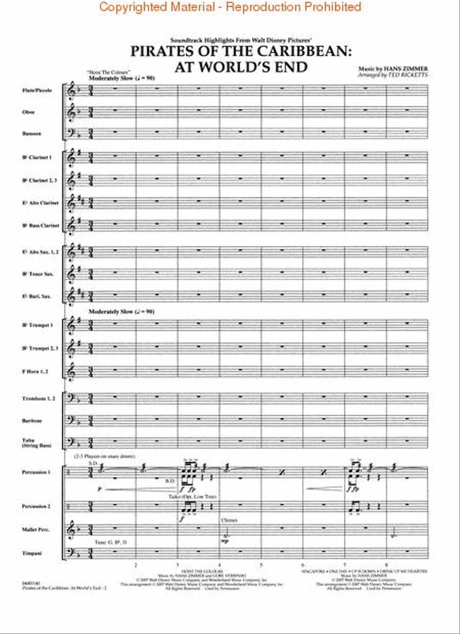 Pirates of the Caribbean: At World's End (Soundtrack Highlights) Concert Band scores gallery preview page 2