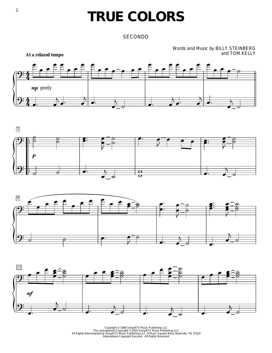 True Colors Piano Duet scores gallery preview page 1