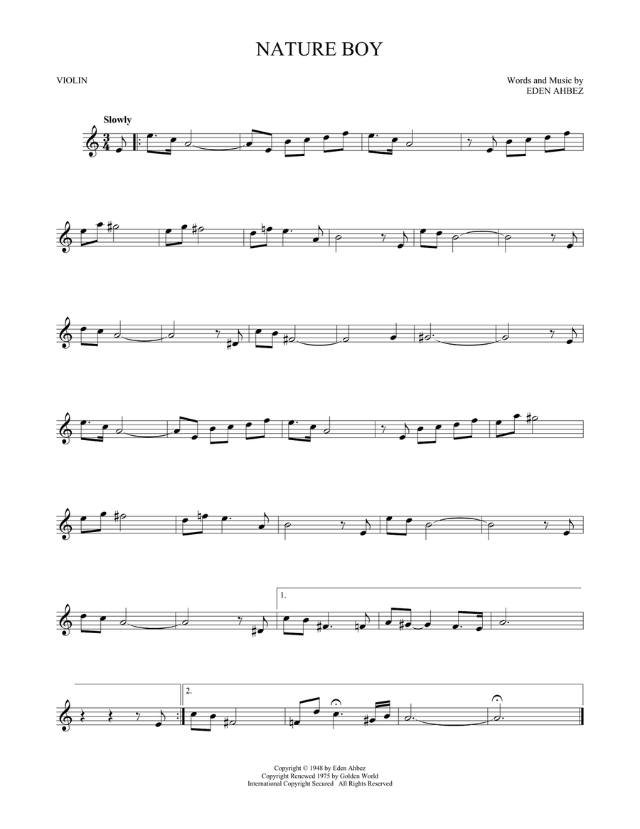 Nature Boy Violin Solo scores gallery preview page 1