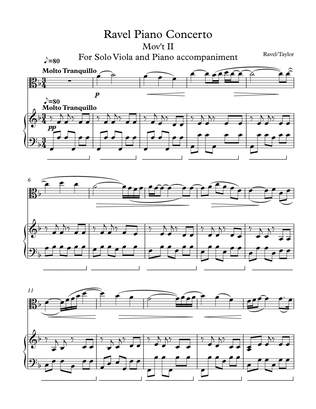 Ravel Piano Concerto Mov't II for Viola Solo