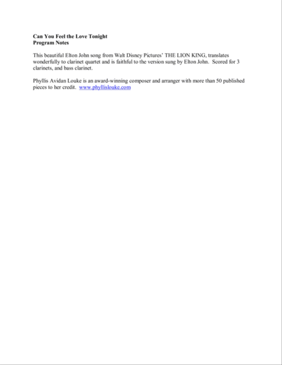 Can You Feel The Love Tonight Woodwind Ensemble scores gallery preview page 2