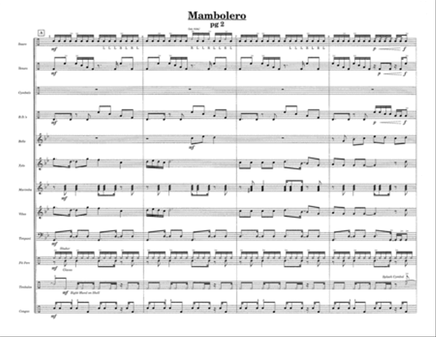 Mambolero w/Tutor Tracks Percussion Ensemble scores gallery preview page 4