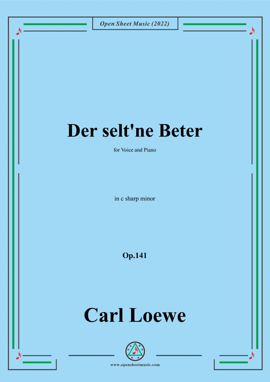 Loewe-Der selt'ne Beter,in c sharp minor,Op.141,for Voice and Piano Voice Solo scores gallery preview page 1