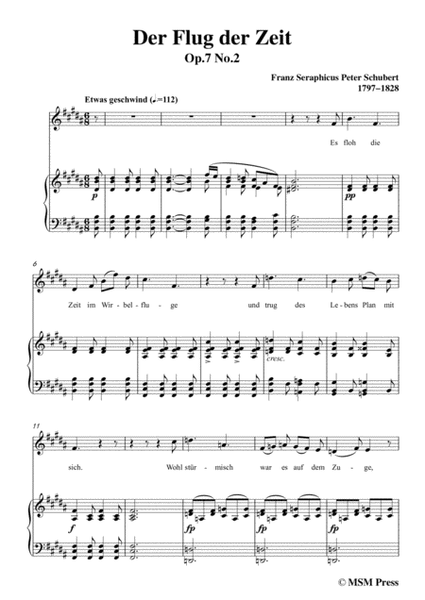 Schubert-Der Flug der Zeit,in B Major,Op.7 No.2,for Voice and Piano image number null
