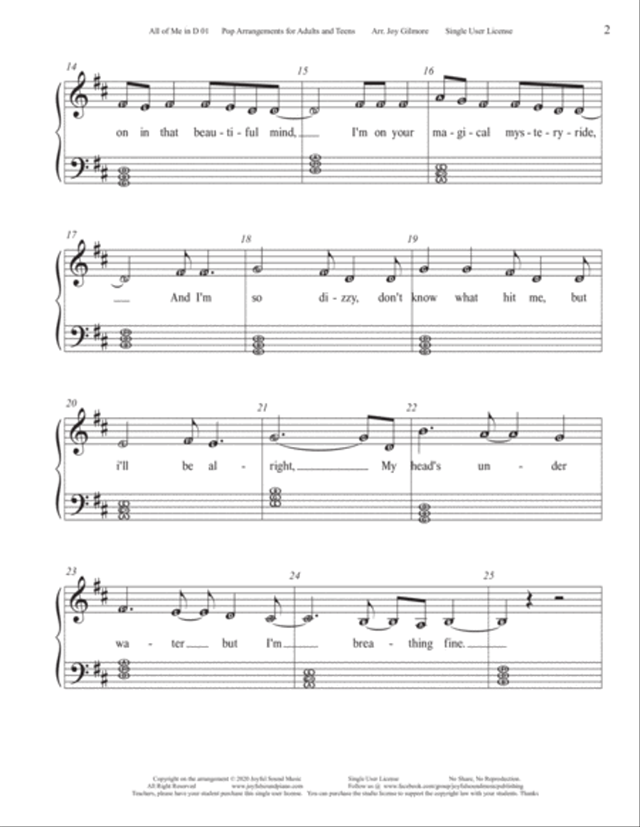 All Of Me Easy Piano scores gallery preview page 5