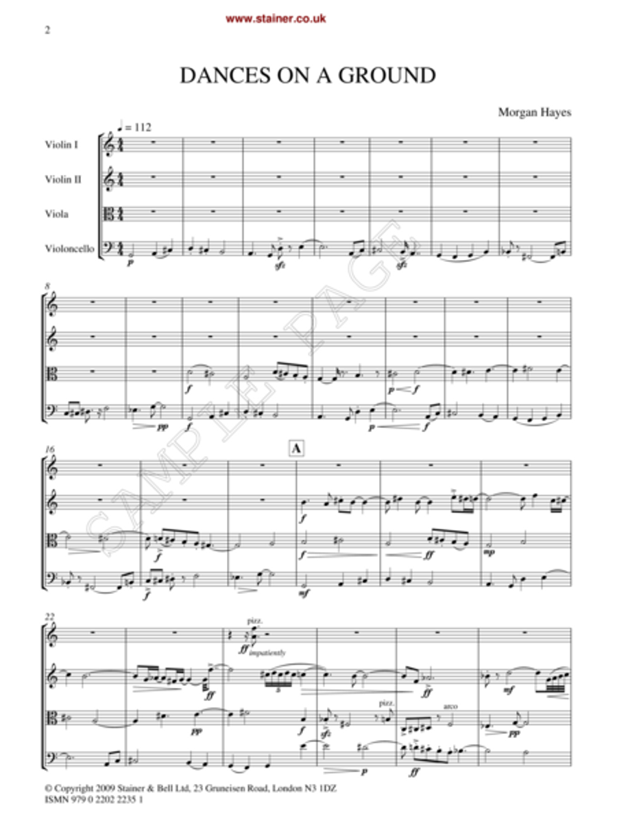 Dances on a Ground. Score & Parts String Quartet scores gallery preview page 2