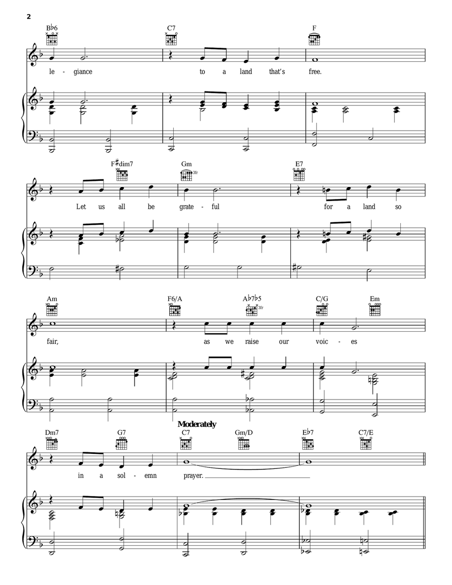God Bless America God Bless America Piano, Vocal, Guitar scores gallery preview page 2