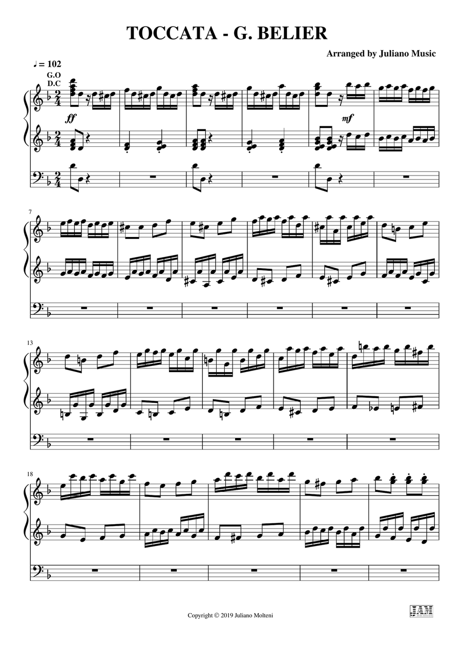 TOCCATA (EASY ORGAN) - G. BELIER Organ Solo scores gallery preview page 3