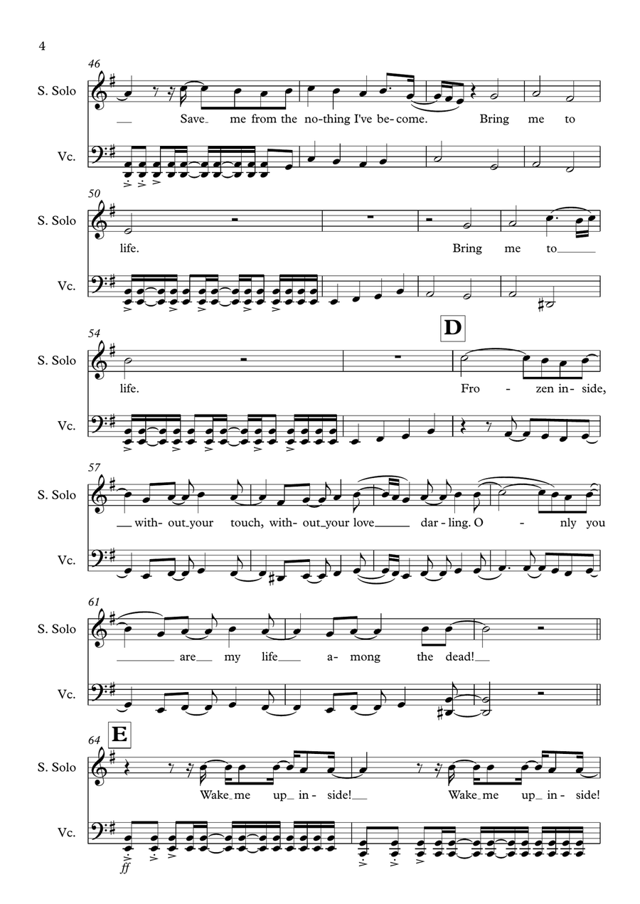 Bring Me To Life Bring Me To Life Voice scores gallery preview page 4