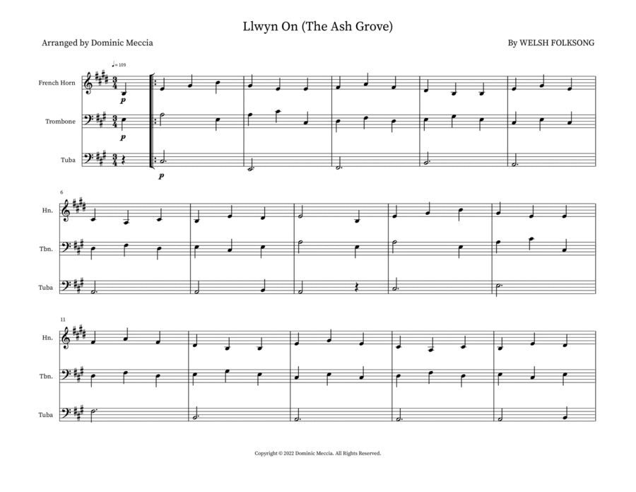 Llwyn On (The Ash Grove) Llwyn On (The Ash Grove) Small Ensemble scores gallery preview page 1
