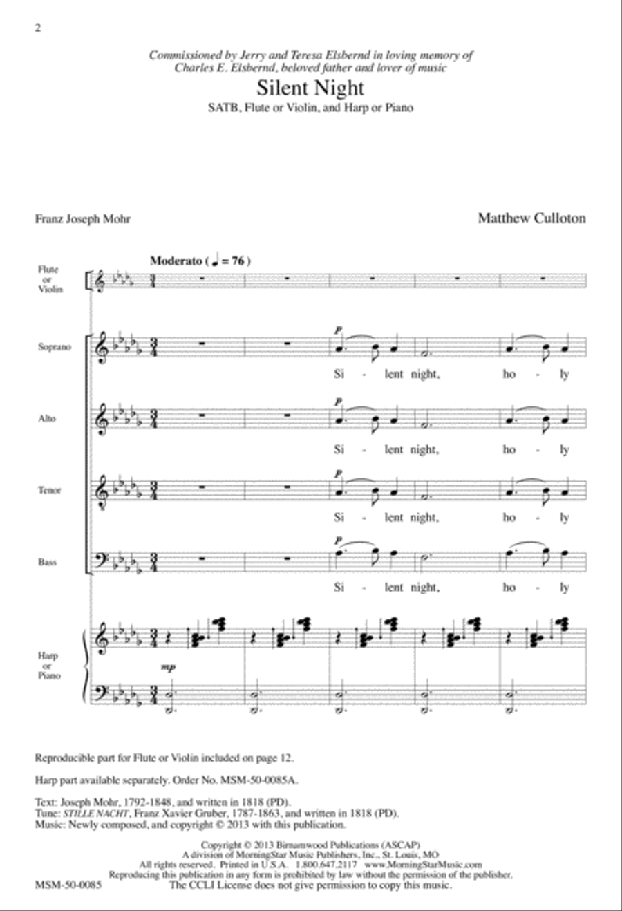 Silent Night 4-Part scores gallery preview page 1