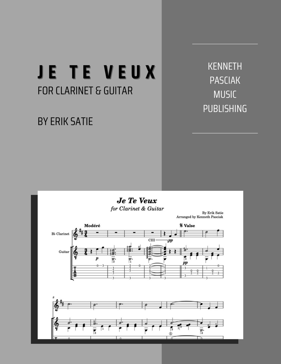 Je Te Veux (for Clarinet & Guitar) B-Flat Clarinet scores gallery preview page 1