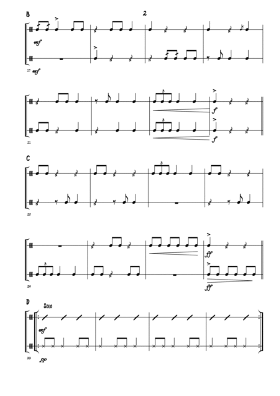 Snare Drum Duet no.1 Percussion Ensemble scores gallery preview page 2