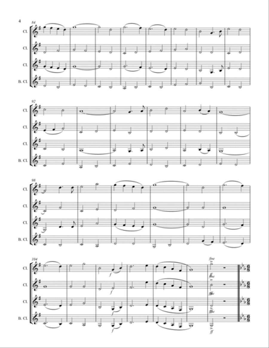 Holst - Second Suite for Military Band in F (for Clarinet Quartet) Clarinet Quartet scores gallery preview page 5