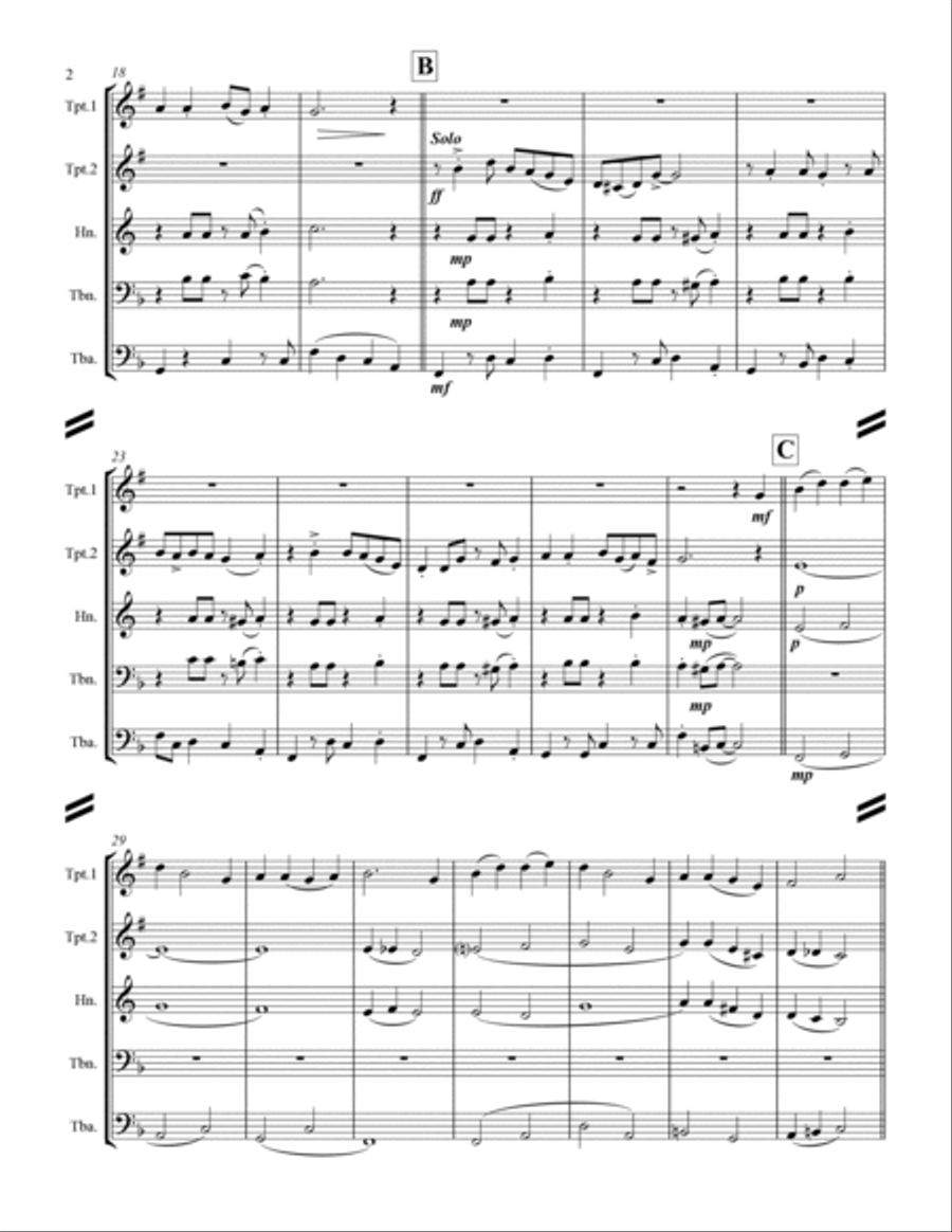 Go Tell it on the Mountain (for Brass Quintet) Brass Quintet scores gallery preview page 3