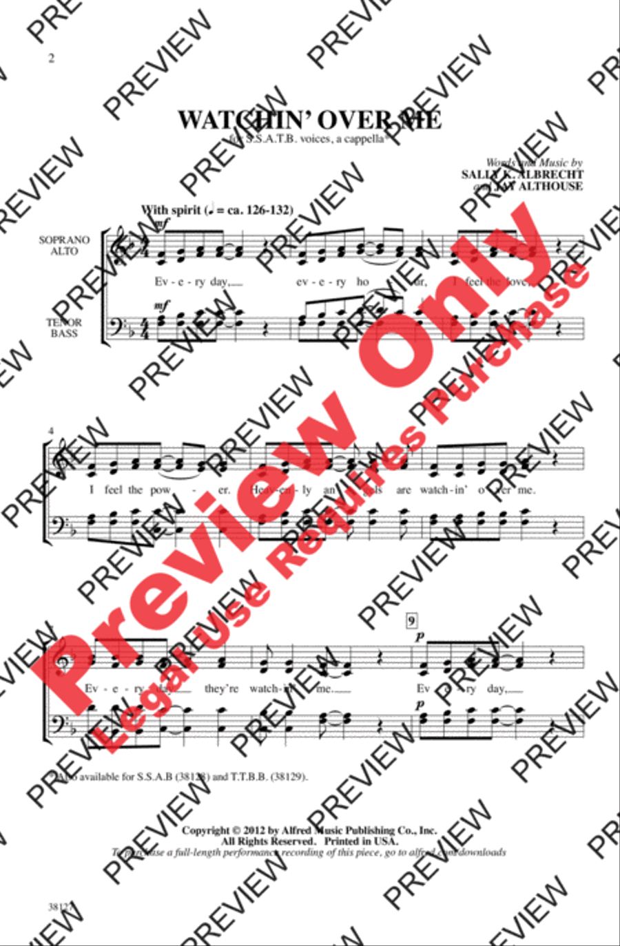 Watchin' Over Me Watchin' Over Me 4-Part scores gallery preview page 2